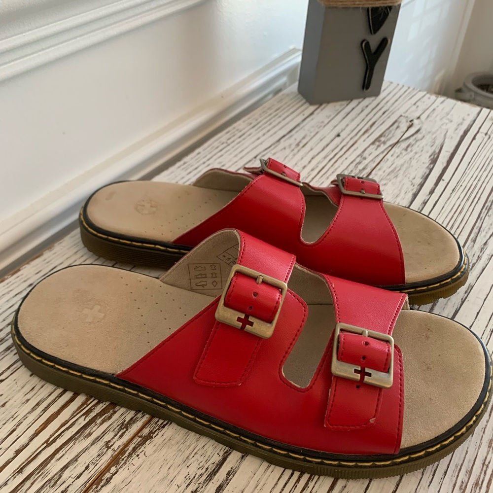 Dr Doc Martens Ada Red Double Strap Sandals US 10
